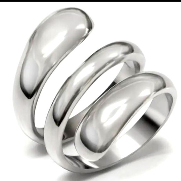 Adjustable Highly Polished Spiral Shaped Stainless Steel Ring - Picture 1 of 6